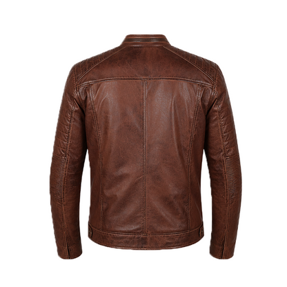 Men Brown Distressed Biker Jacket