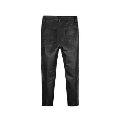 Men’s Black Zipper Leather Pants