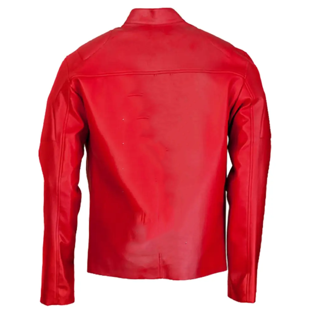 Elegant Red Biker Leather Jacket