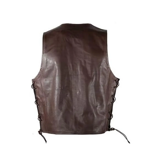 Men’s Dark Brown Leather Motorcycle Vest