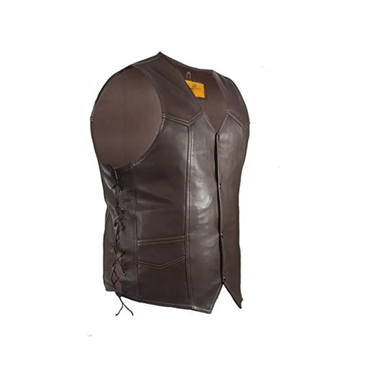 Men’s Dark Brown Leather Motorcycle Vest