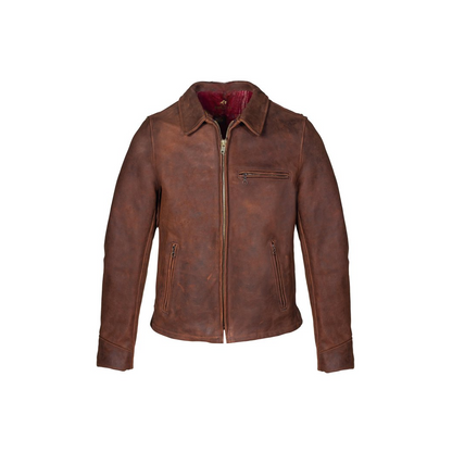 Mens Oiled Nubuck Brown Leather Jacket