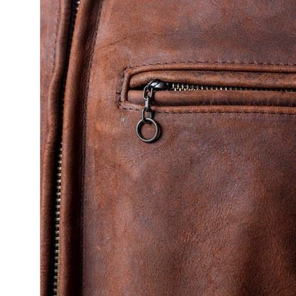Mens Oiled Nubuck Brown Leather Jacket