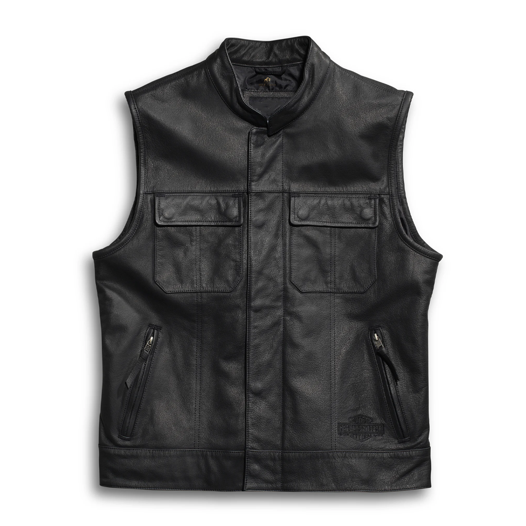 Men’s Foster Black Leather Vest