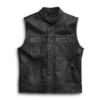 Men’s Foster Black Leather Vest