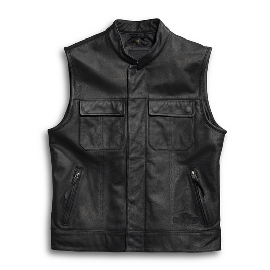 Men’s Foster Black Leather Vest