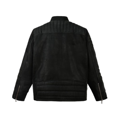 Mans Scott Adkins Accident Black Leather Jacket