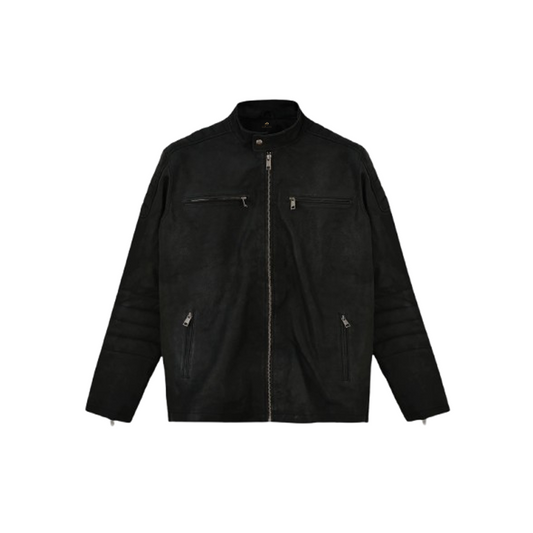 Mans Scott Adkins Accident Black Leather Jacket
