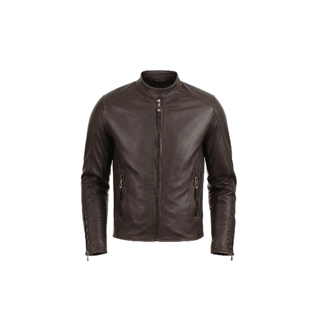 Mens Wislo Brown Bomber Leather Jacket