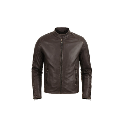 Mens Wislo Brown Bomber Leather Jacket