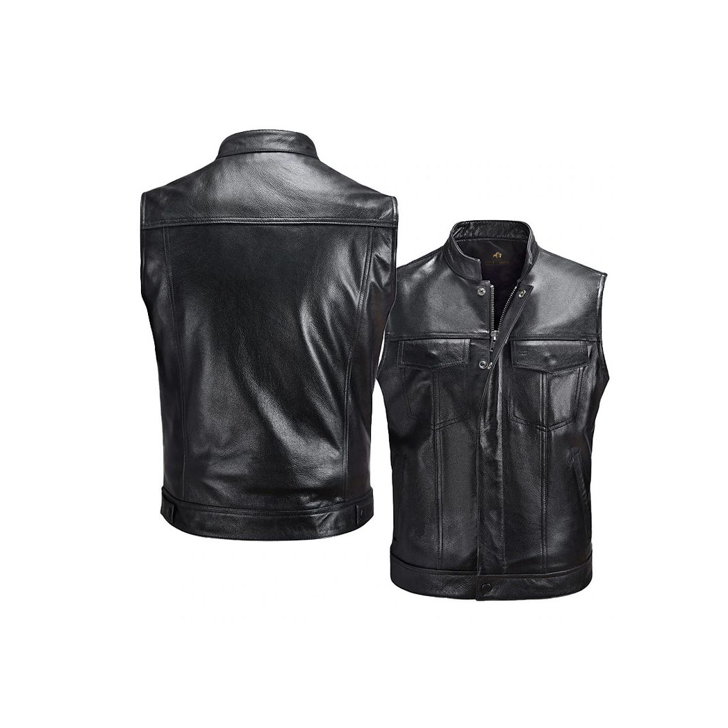 Men’s Gilet Black Leather Vest