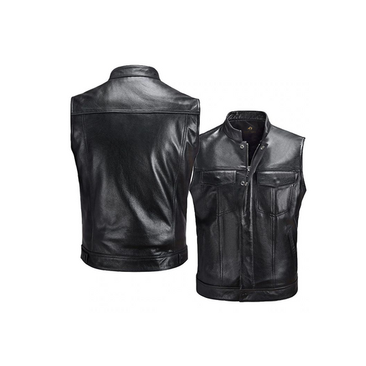 Men’s Gilet Black Leather Vest