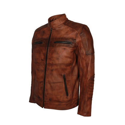 Cafe Racer Brown Motorcycle Jacket