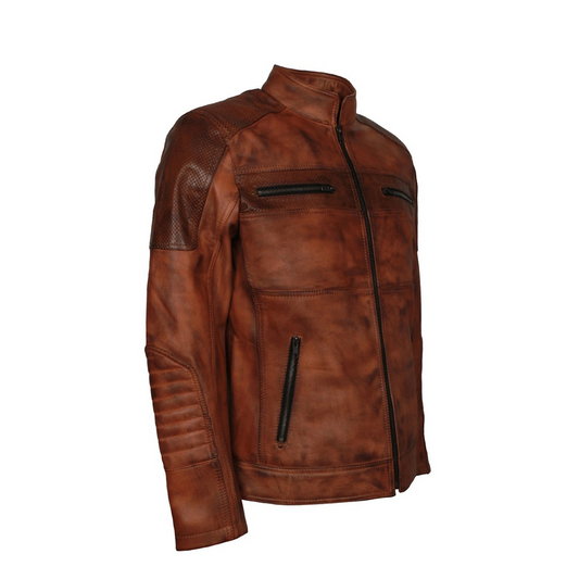 Cafe Racer Brown Motorcycle Jacket