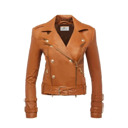 Womens Billie Belted Leather Jacket