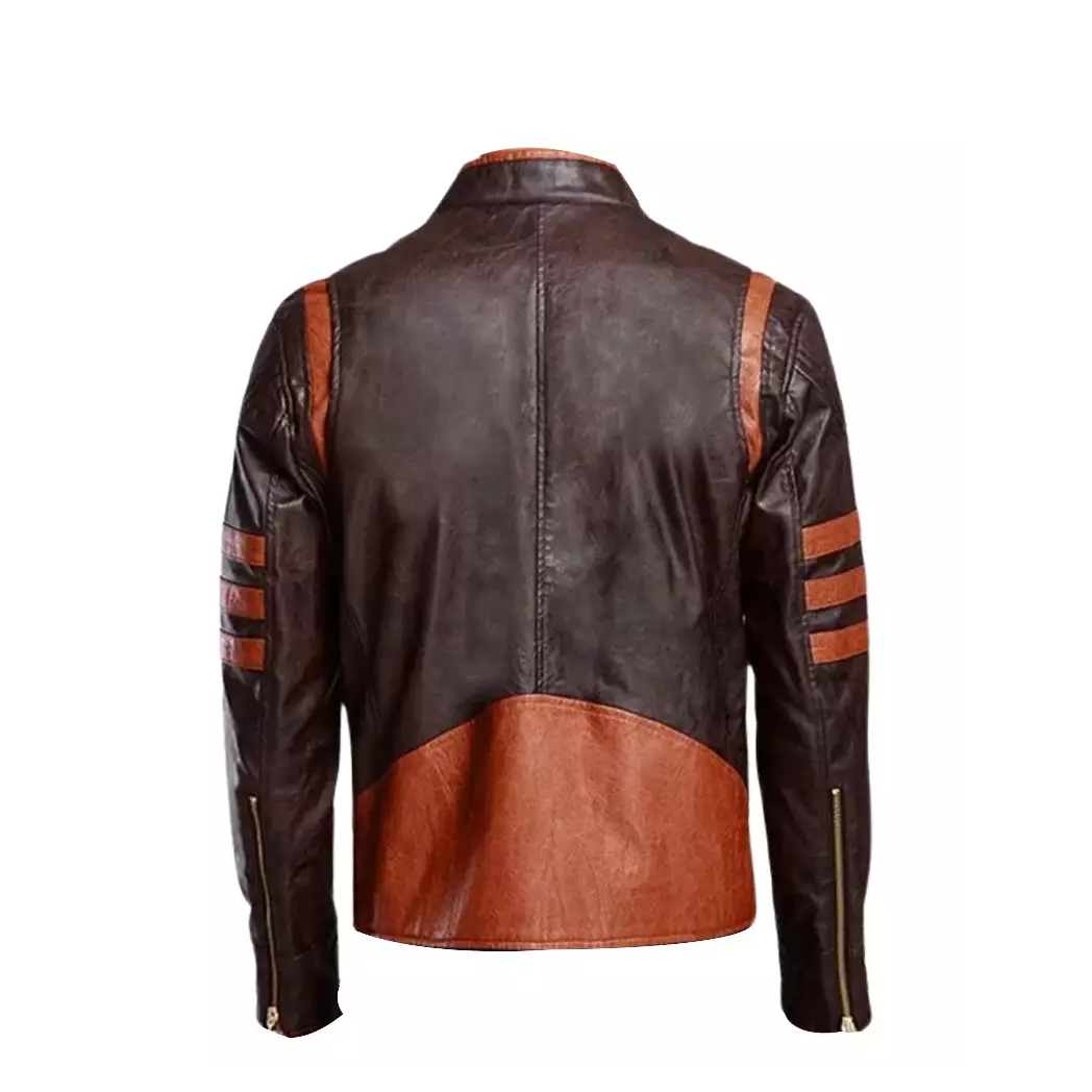 Mens Brown Cafe Racer Distressed Motorcycle Jacket