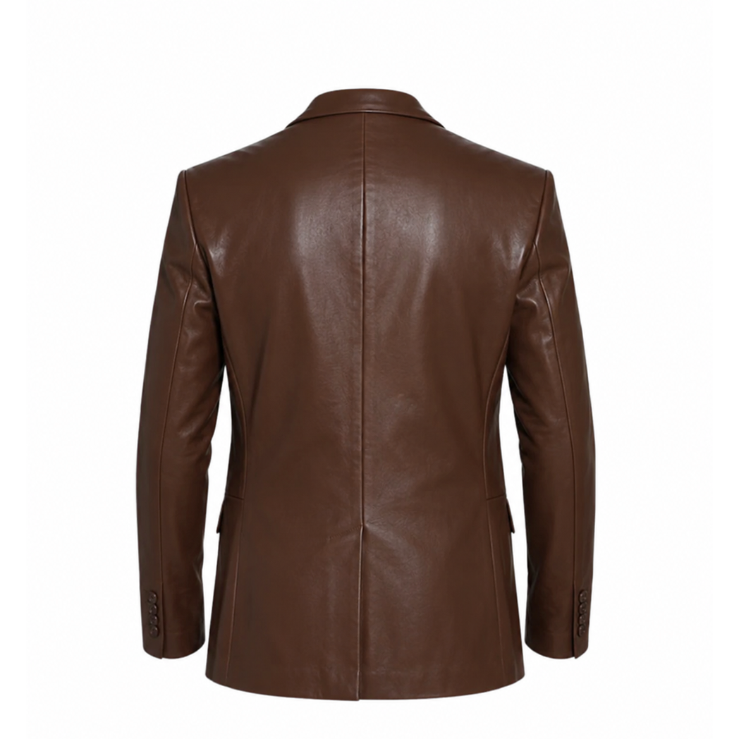 Mens Classic Brown Leather Blazer