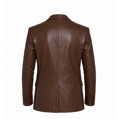 Mens Classic Brown Leather Blazer