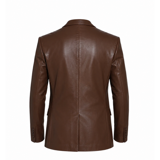 Mens Classic Brown Leather Blazer
