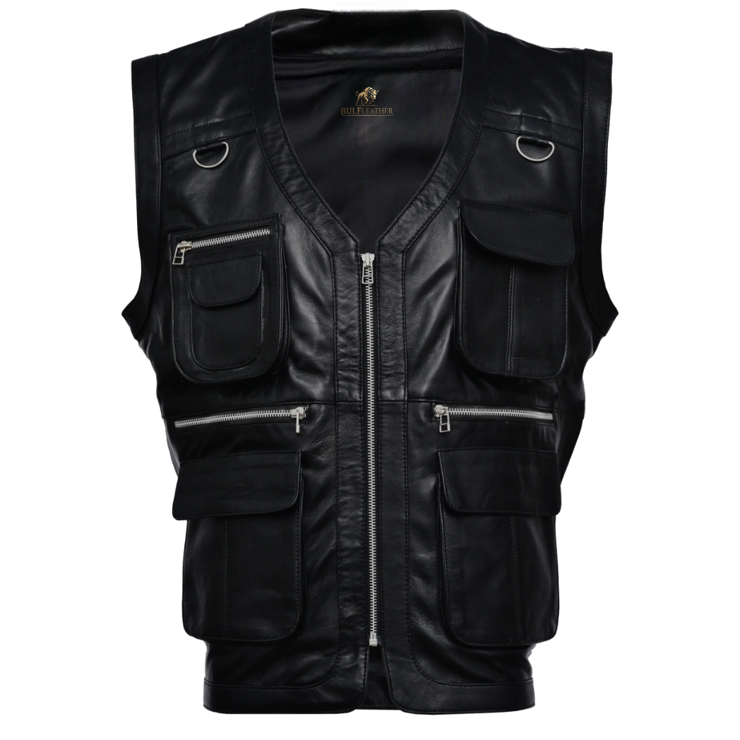 Men’s Hunter Valley Black Leather Vest