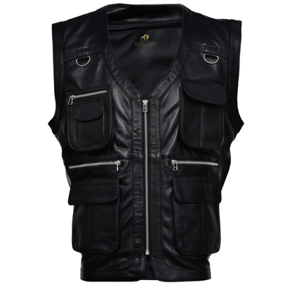 Men’s Hunter Valley Black Leather Vest