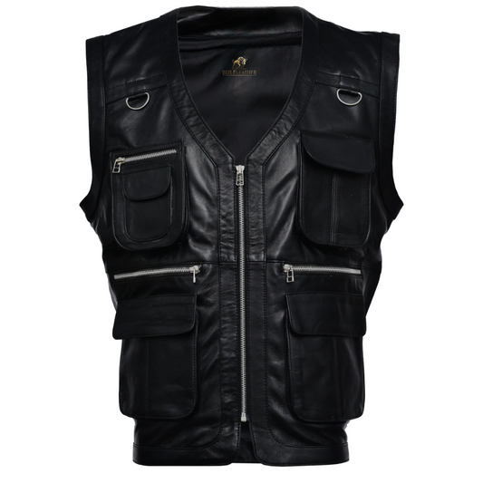 Men’s Hunter Valley Black Leather Vest