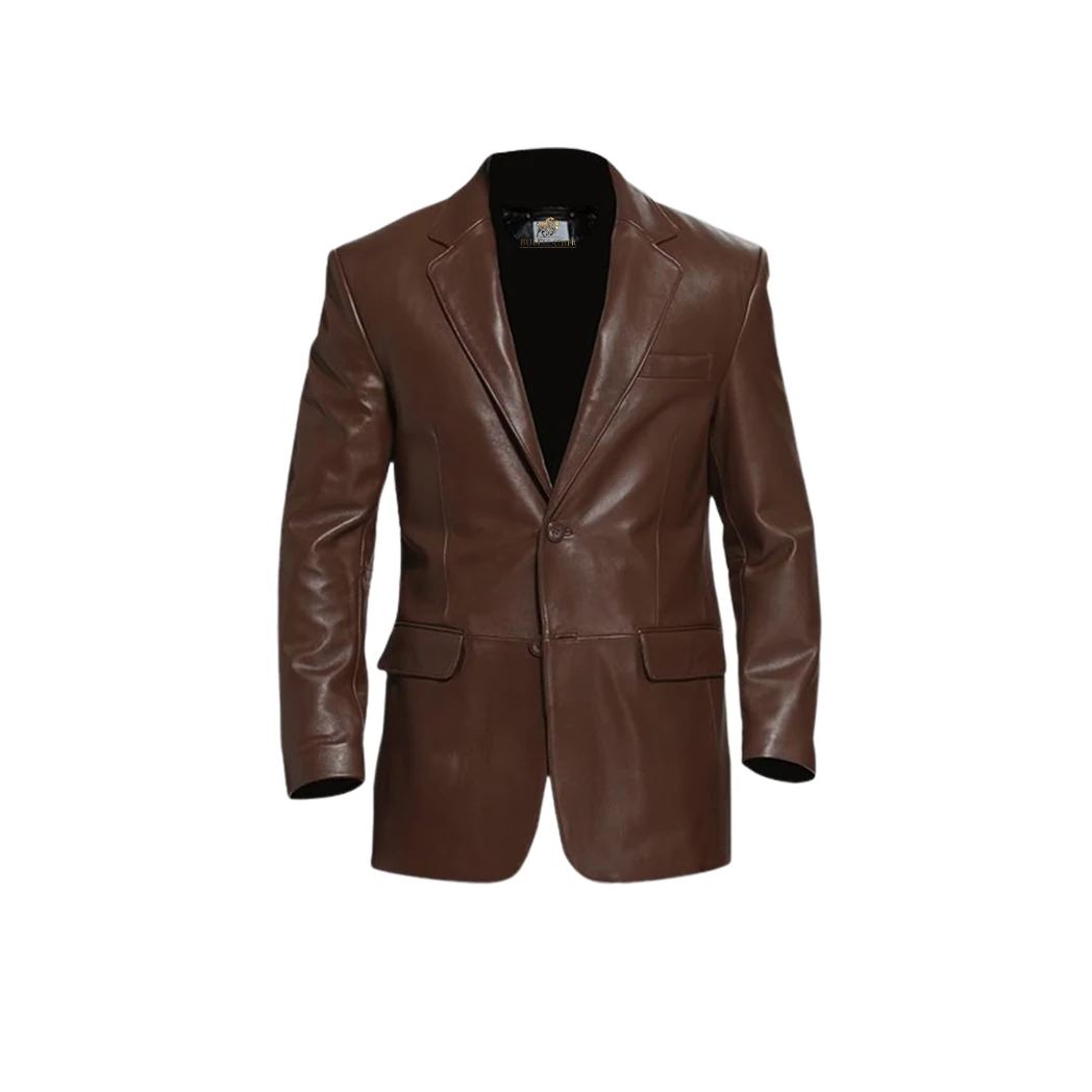 Mens Classic Brown Leather Blazer