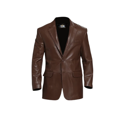 Mens Classic Brown Leather Blazer