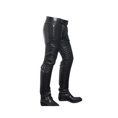 Men’s Quilted Real Leather Bikers Pants