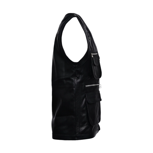 Men’s Hunter Valley Black Leather Vest