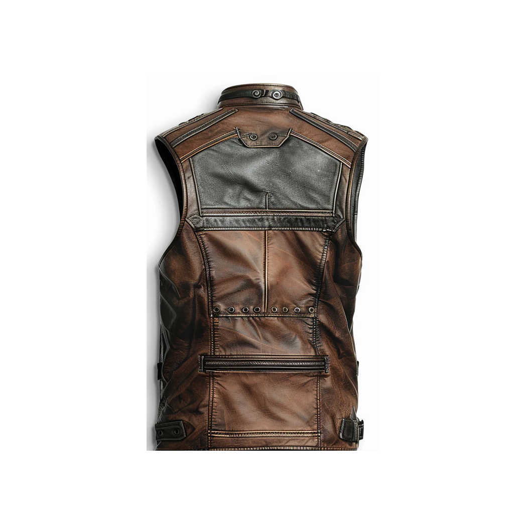 Men’s Jack Brown Distressed Leather Vest