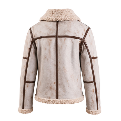 Mens Aviator Waxed White Leather Jacket