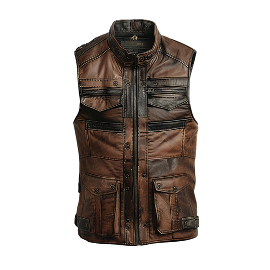 Men’s Jack Brown Distressed Leather Vest