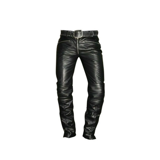 Men’s Real Leather Biker Pants