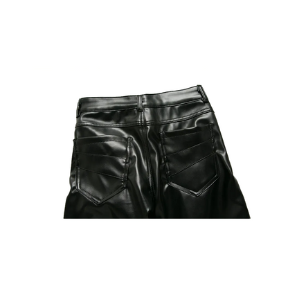 Men’s Slim PU Black Leather Pants