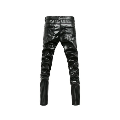Men’s Slim PU Black Leather Pants