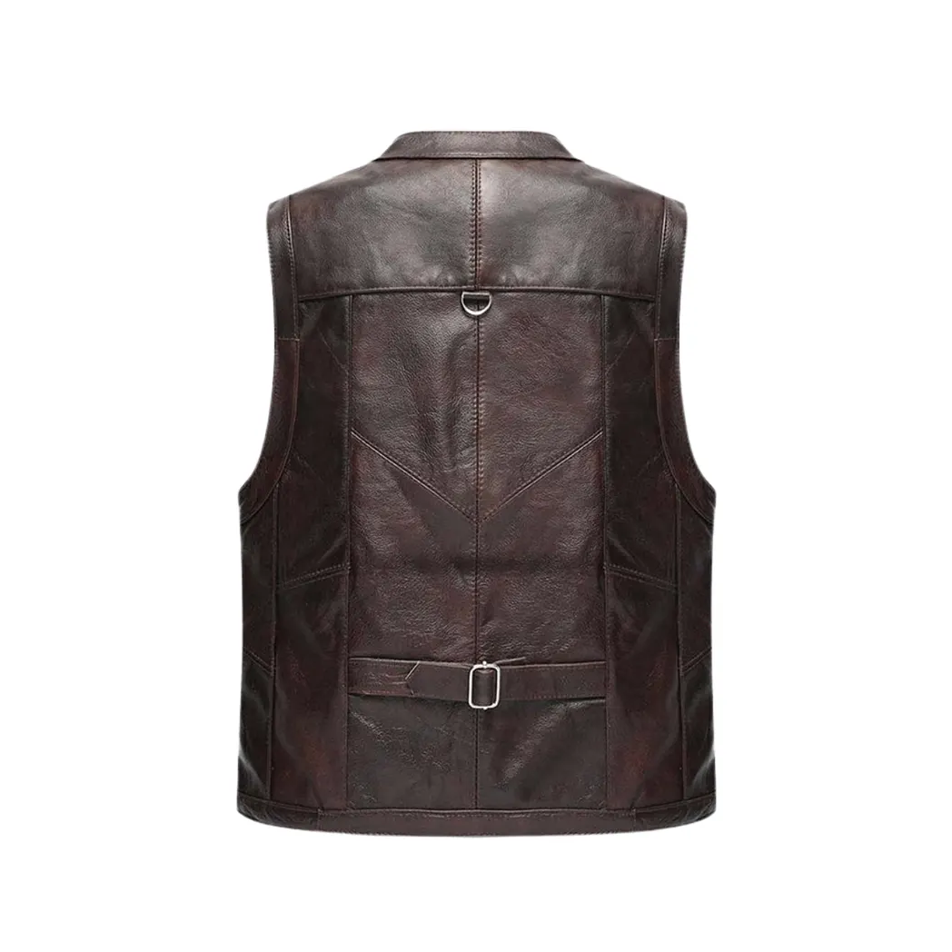 Men’s Luke Vintage Brown Leather Vest