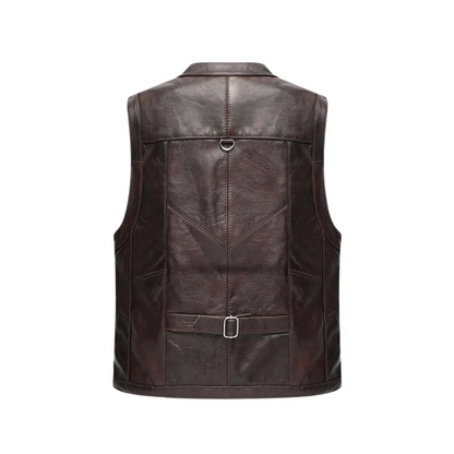 Men’s Luke Vintage Brown Leather Vest