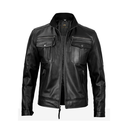 Men’s Top Notch Black Biker Style Leather Jacket