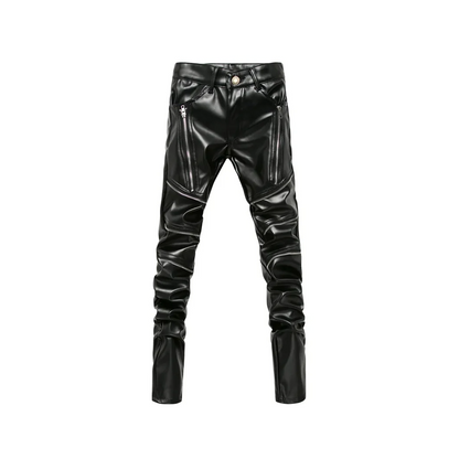 Men’s Slim PU Black Leather Pants