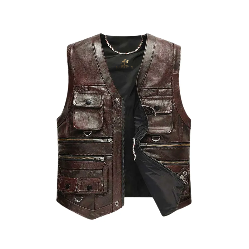 Men’s Luke Vintage Brown Leather Vest