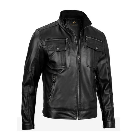 Men’s Top Notch Black Biker Style Leather Jacket