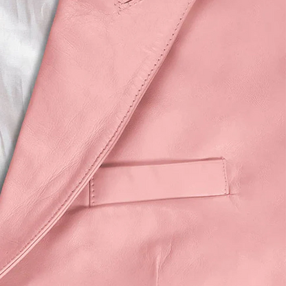 Men Light Pink Leather Blazer