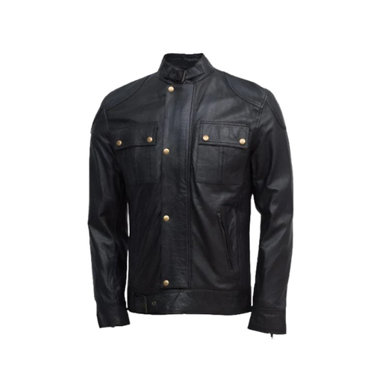 Men Lightweight Soft Black Sheepskin Jacket