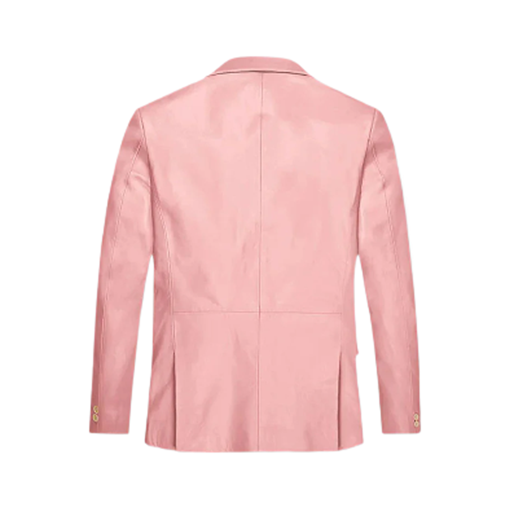 Men Light Pink Leather Blazer
