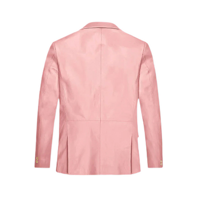 Men Light Pink Leather Blazer