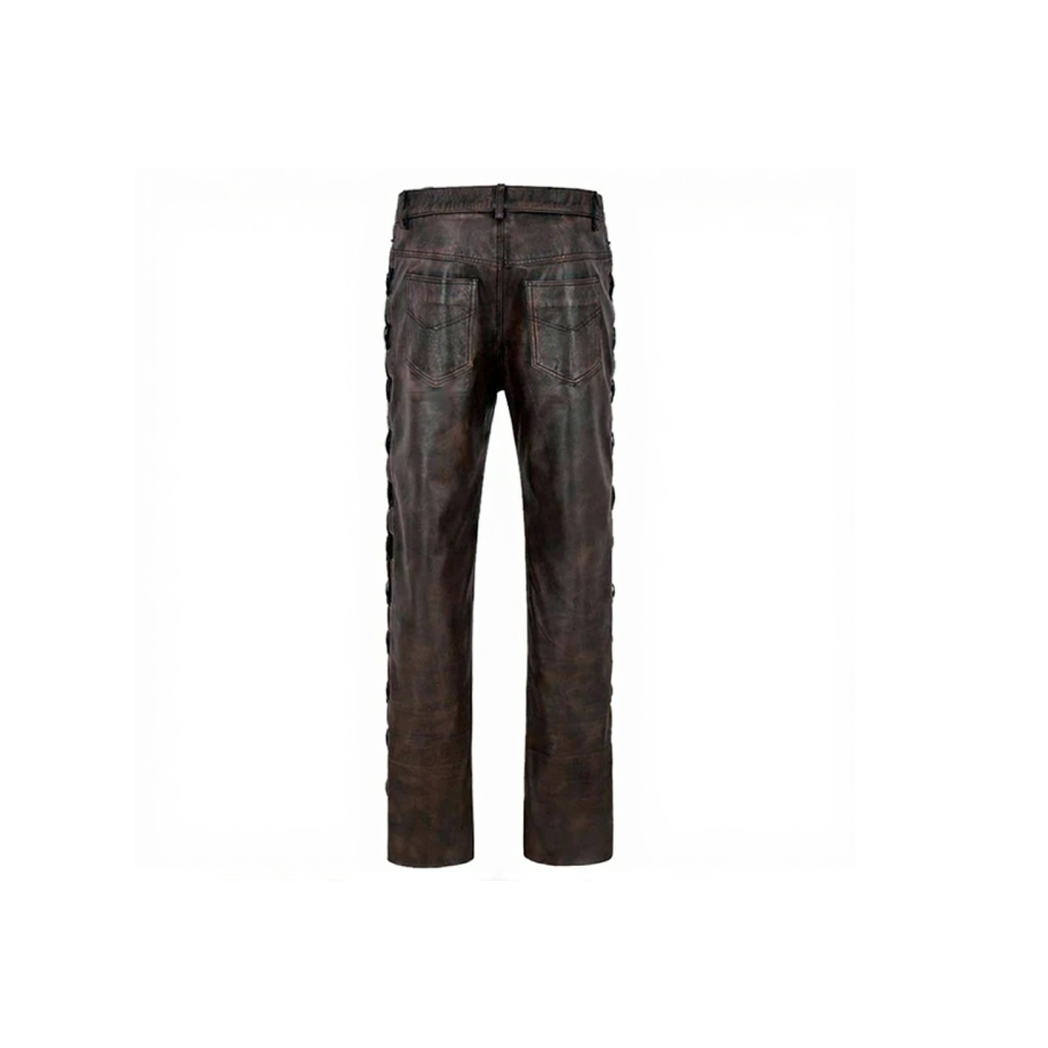 Women's Biker Laced Cowhide Leather Pant