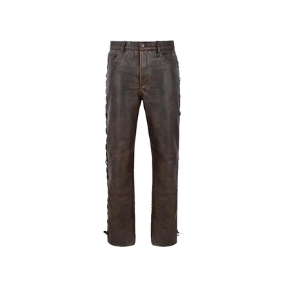 Men’s Biker Laced Cowhide Leather Pant