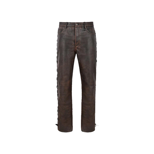 Men’s Biker Laced Cowhide Leather Pant