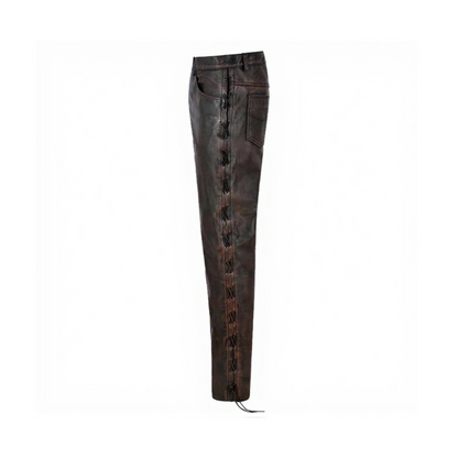 Men’s Biker Laced Cowhide Leather Pant